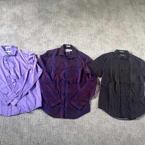 Calvin Klein Purple and Black Casual Shirt Trio